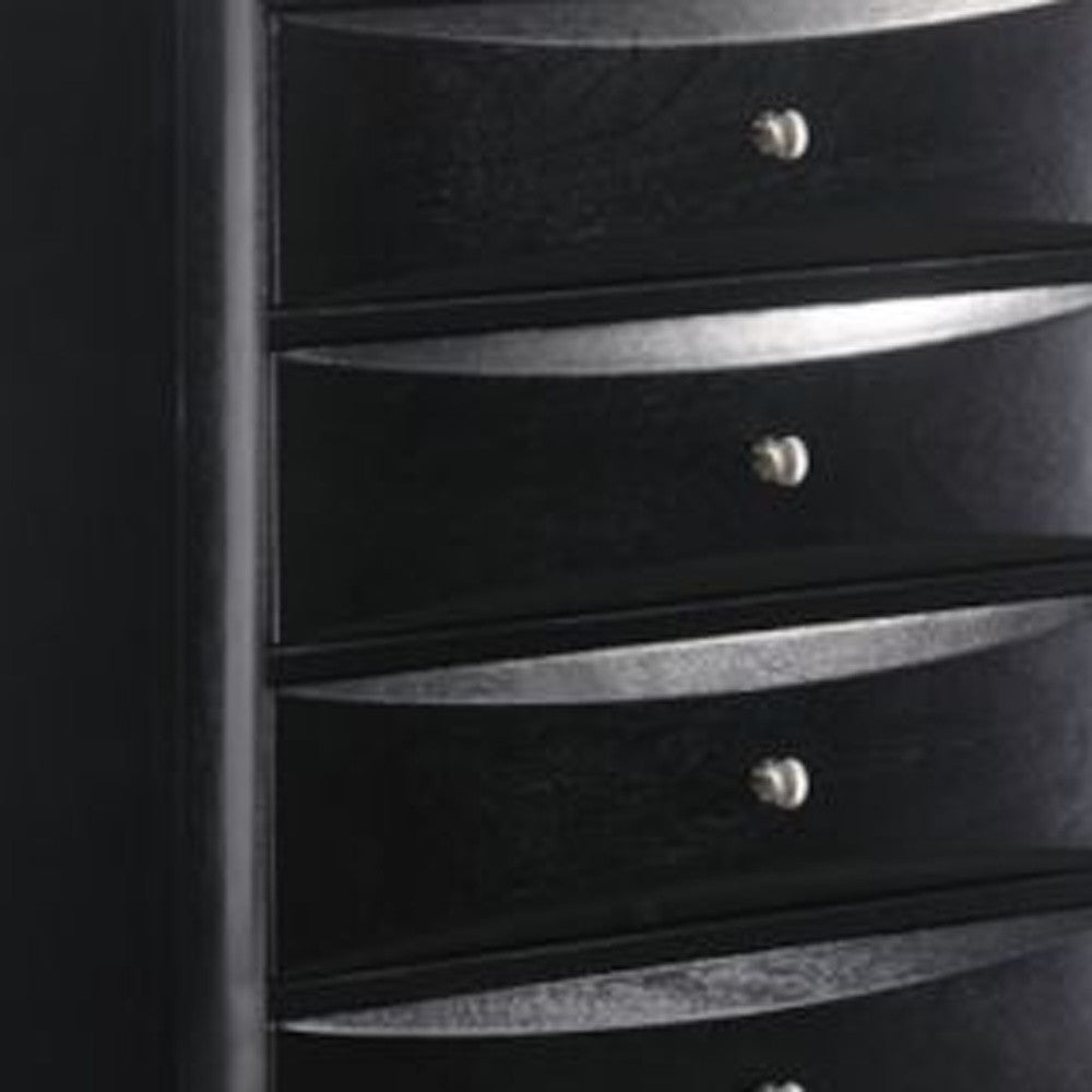 48" Black Wood Chest With Center Metal Glide