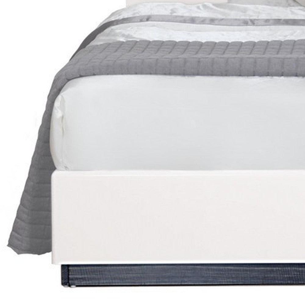 White Tone Quekingen Bed With Dark Grey Zebrano Details On Headboard And Bottom Rail Accent