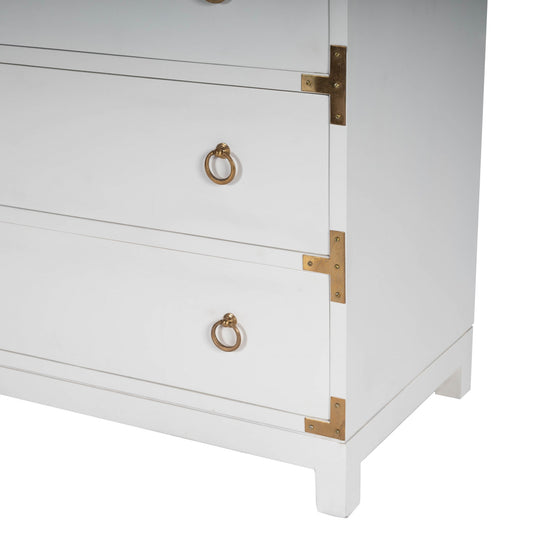 28" White Solid Wood Three Drawer Dresser