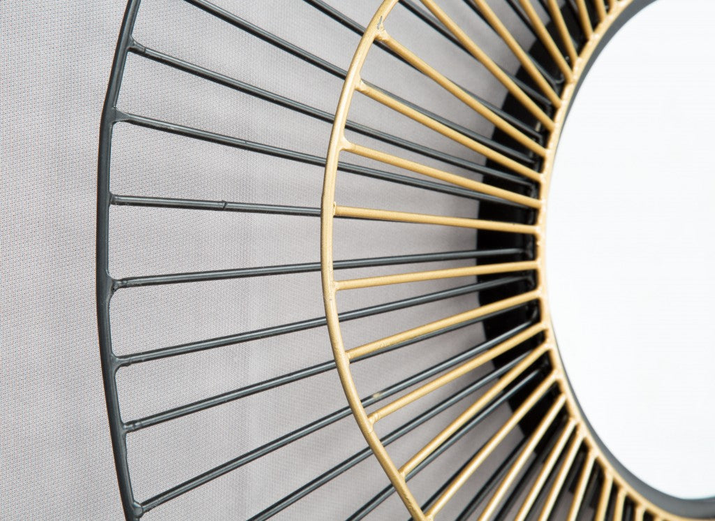 Black and Gold Contemporary Round Mirror