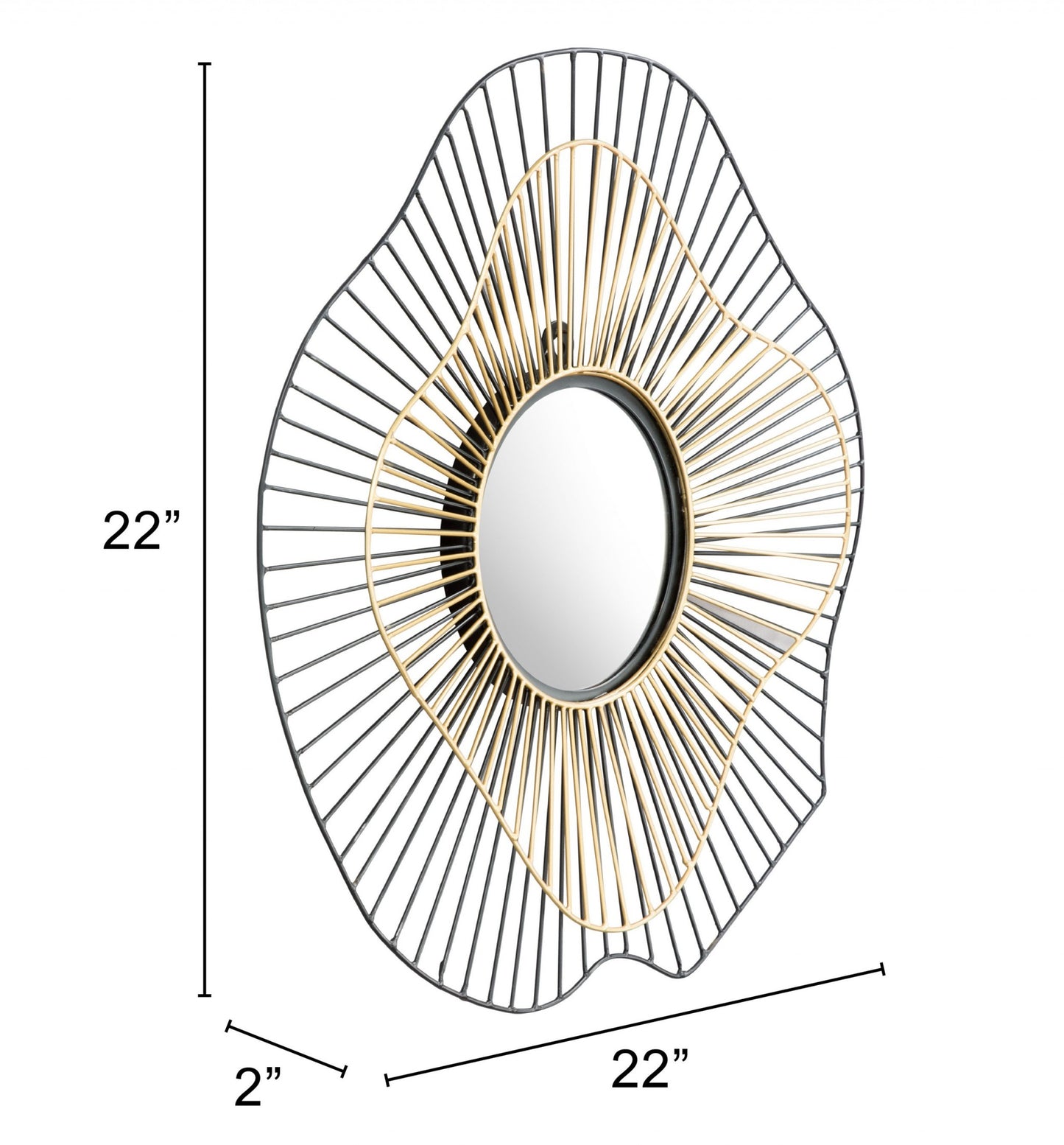 Black and Gold Contemporary Round Mirror