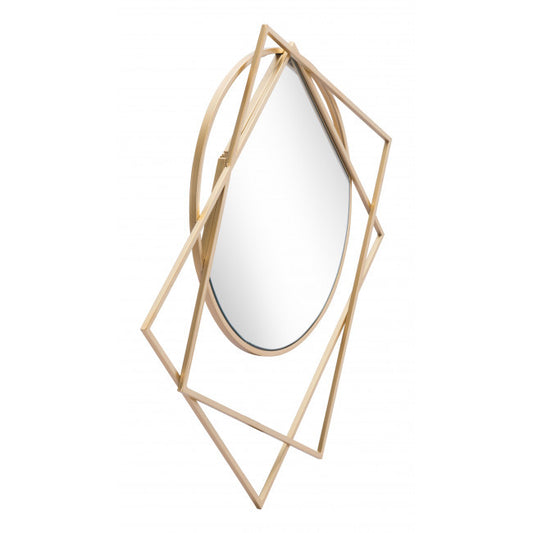 Geometric Overlaps Gold Finish Wall Mirror