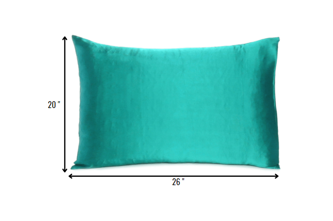 Teal Dreamy Set Of 2 Silky Satin Standard Pillowcases