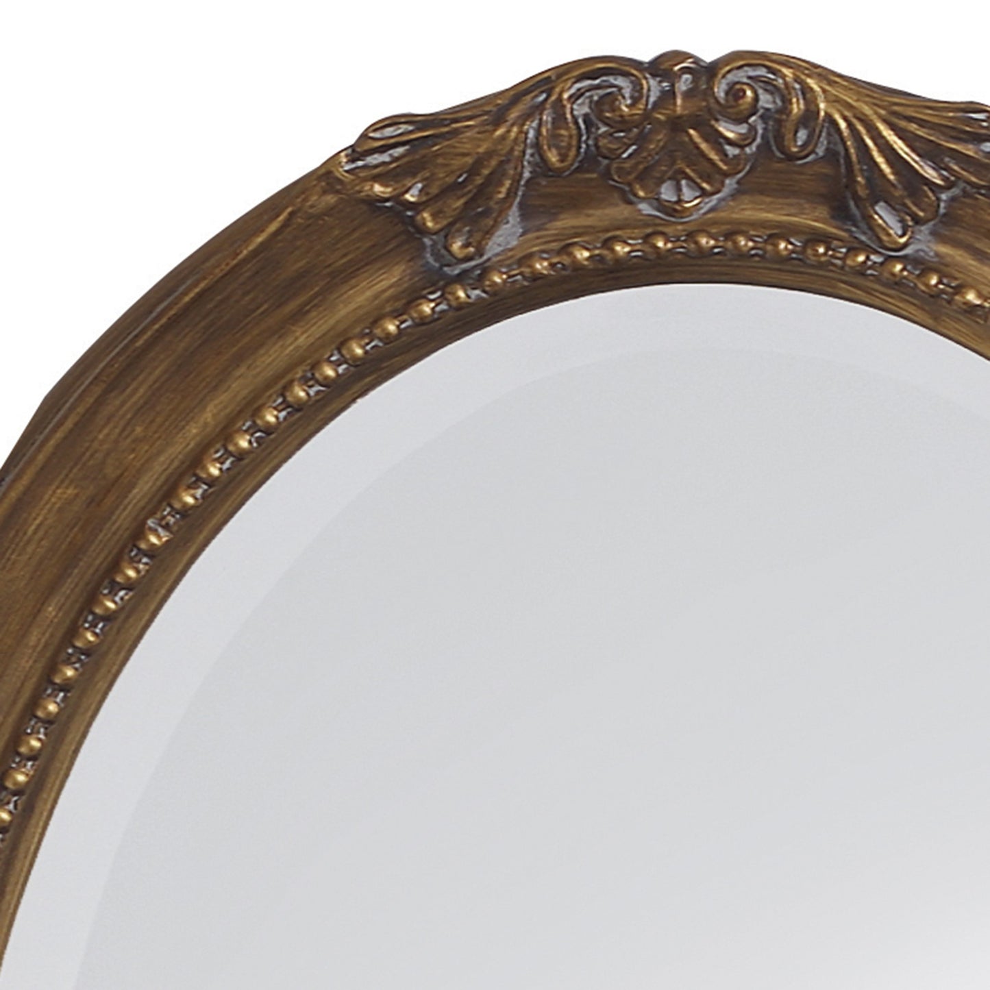 Oval Antique Gold Finish Mirror With Beaded Textured Frame