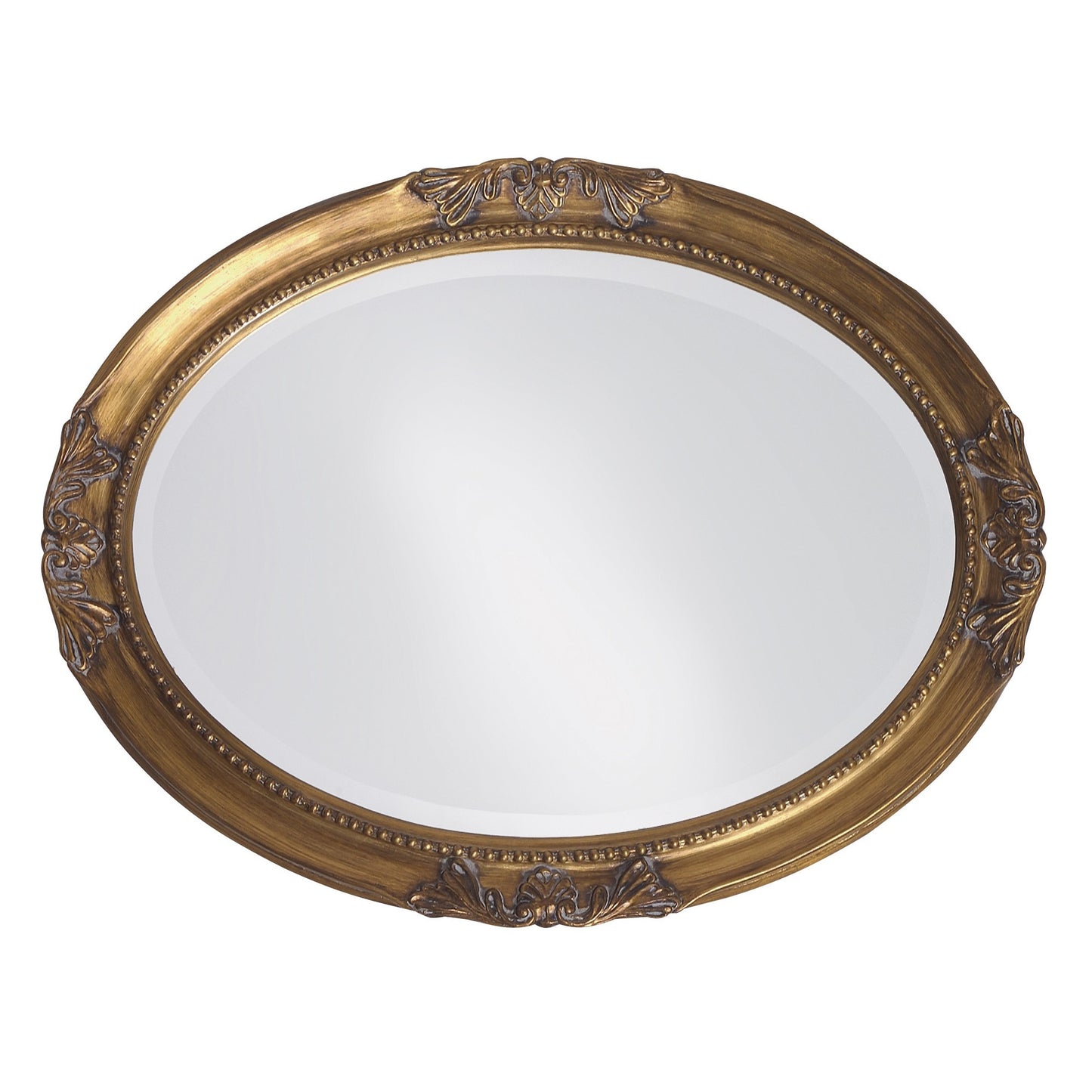 Oval Antique Gold Finish Mirror With Beaded Textured Frame