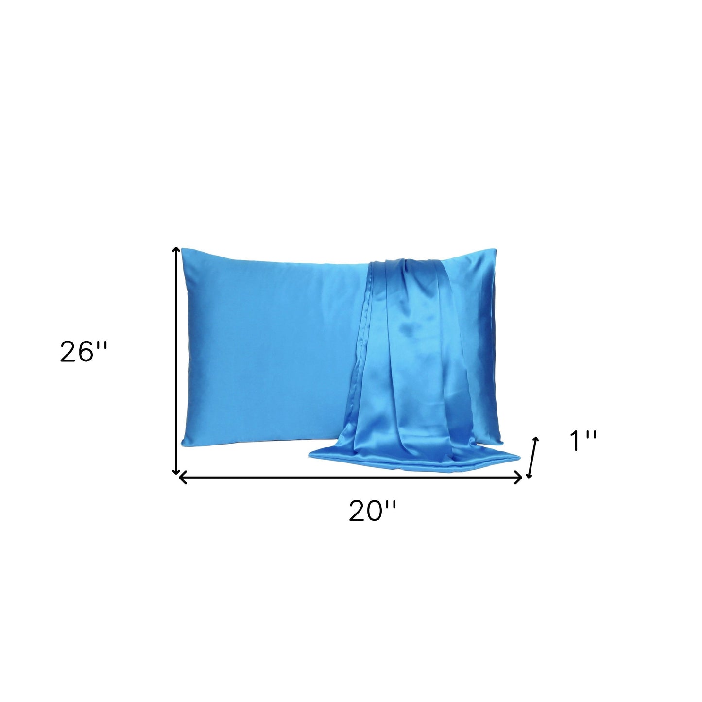 Bright Blue Dreamy Set Of 2 Silky Satin Standard Pillowcases