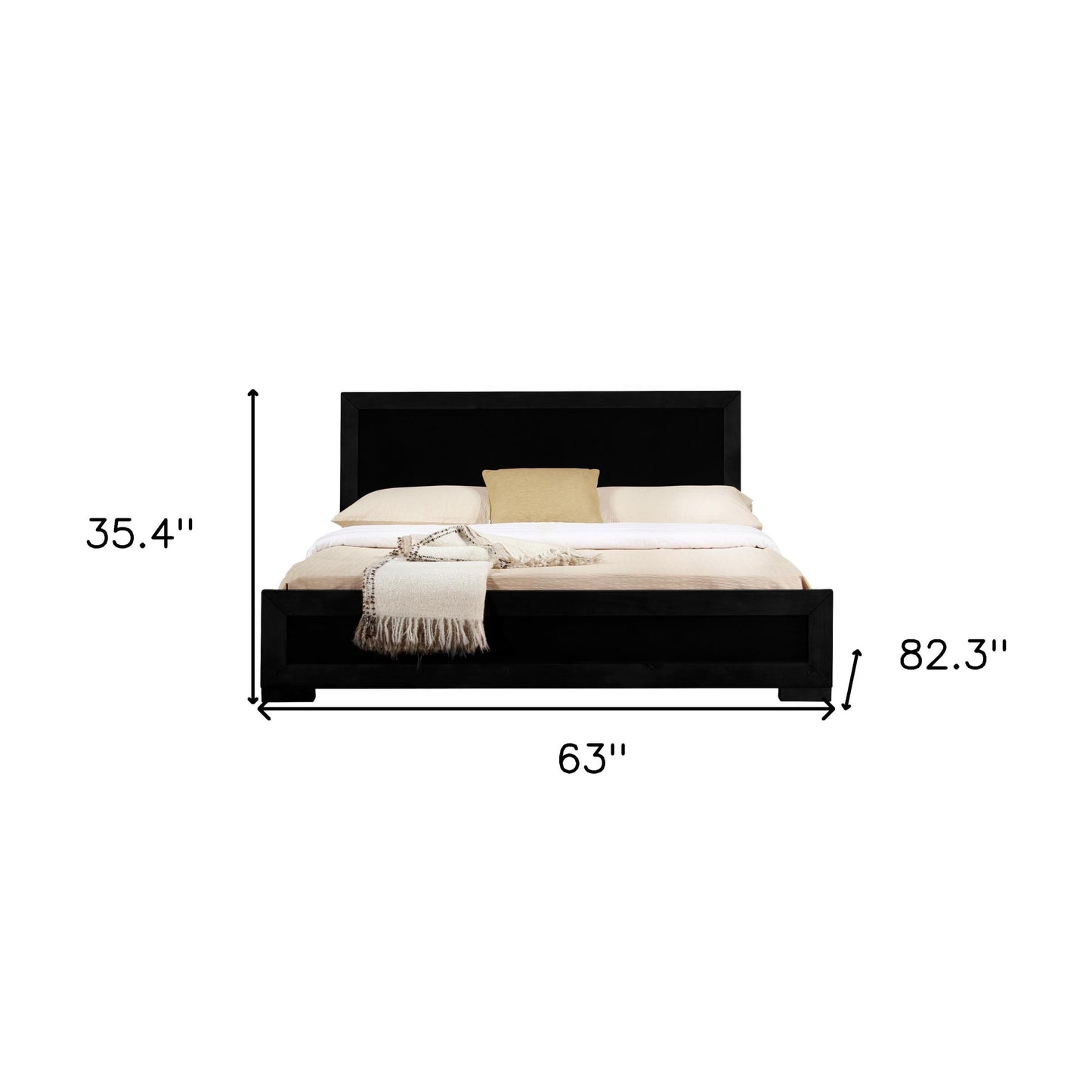 Black Wood Queen Platform Bed