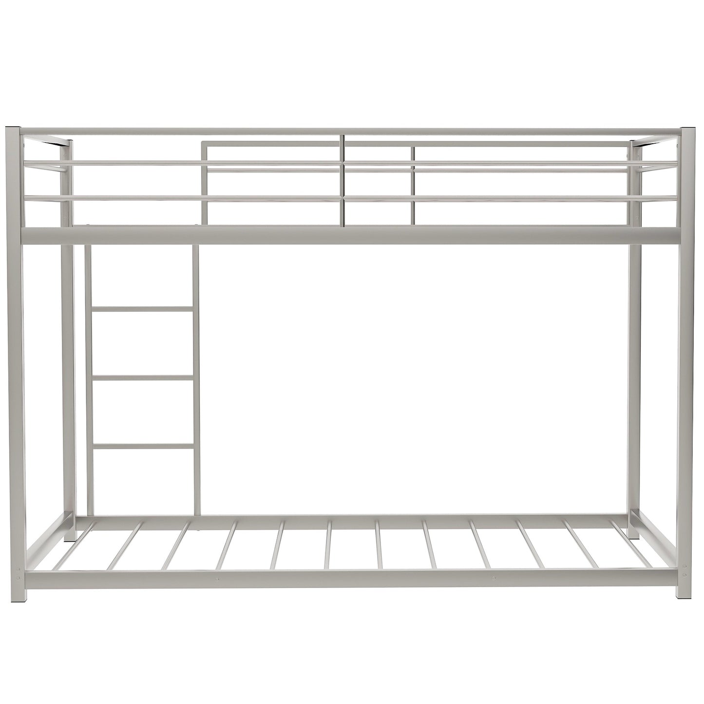 Silver Twin Over Twin Metal Low Bunk Bed