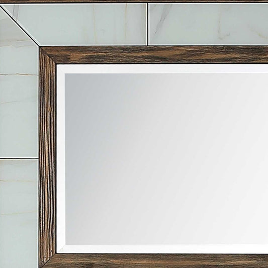 32" Brown Wood Framed Accent Mirror