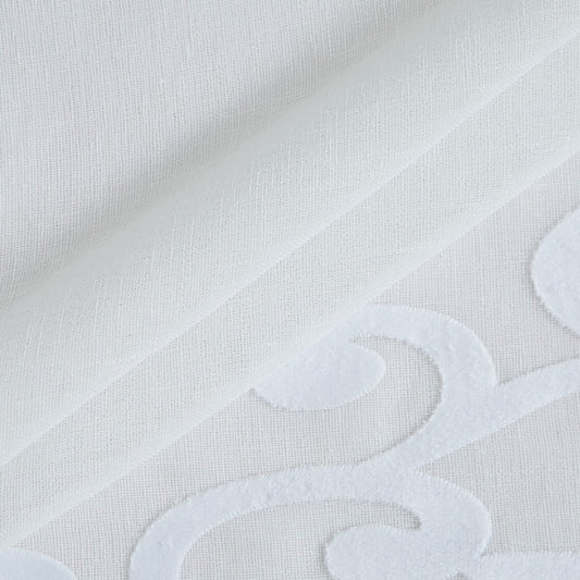 White Contemporary Velvet Scroll Shower Curtain