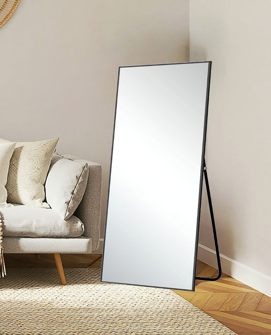 71" Black Metal Framed Leaning or Hanging Full Length Mirror