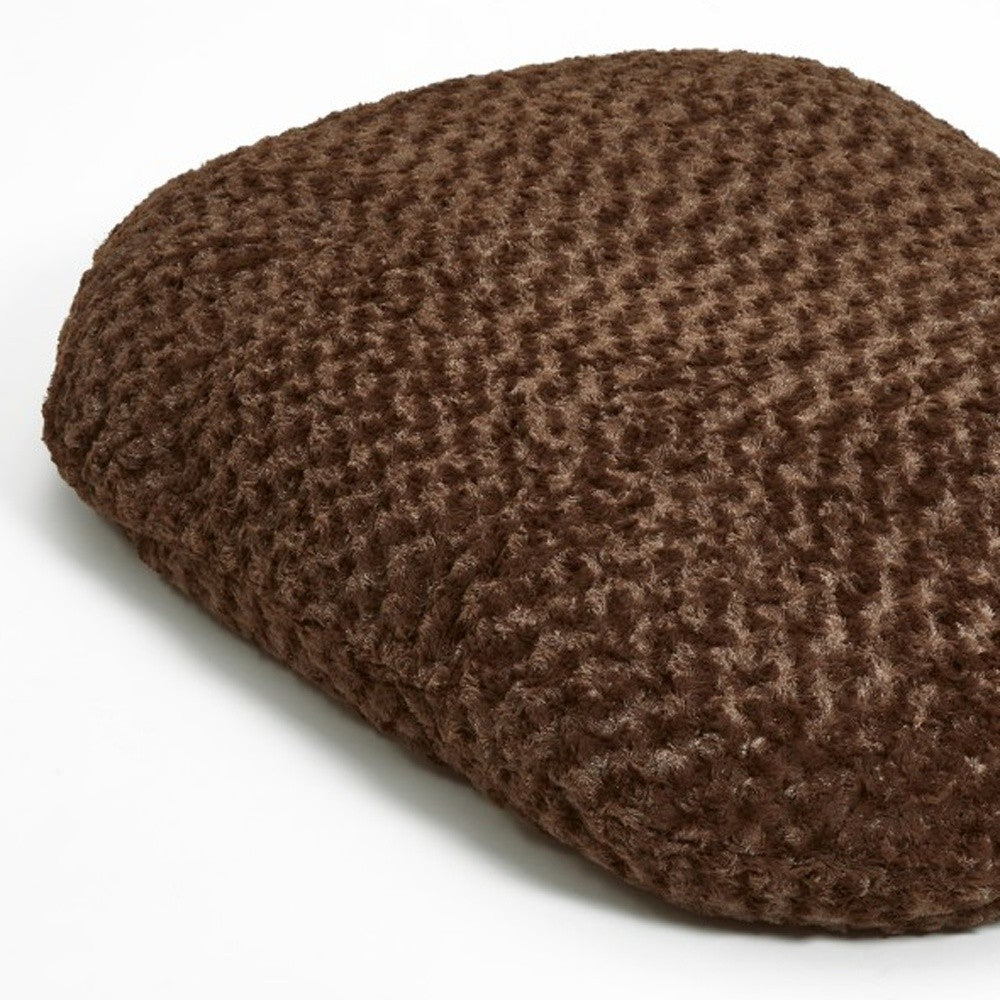 Brown 2" x 3" Lux Faux Fur Oval Pet Bed