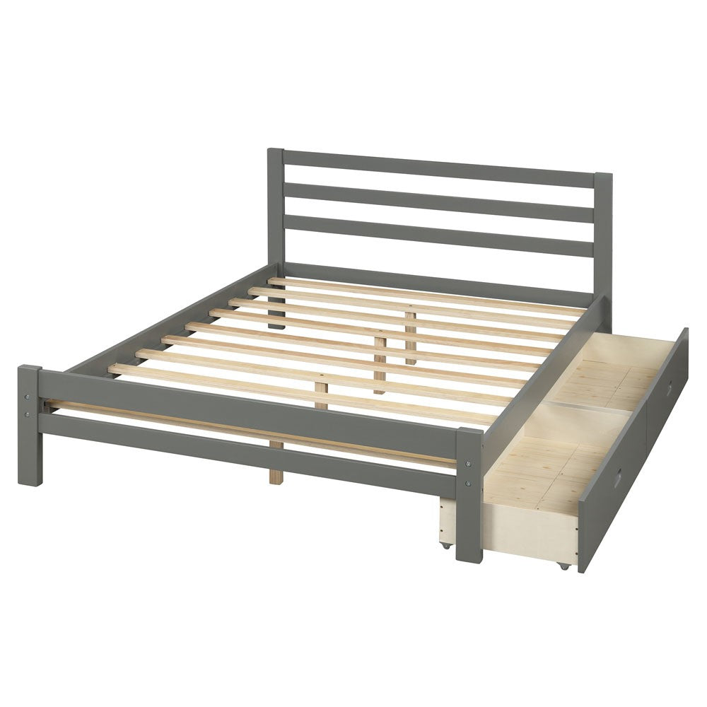 Gray Solid and Manufactured Wood Full Bed