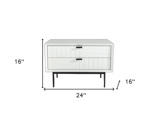 White Matte Contemporary Nightstand with Two Drawers