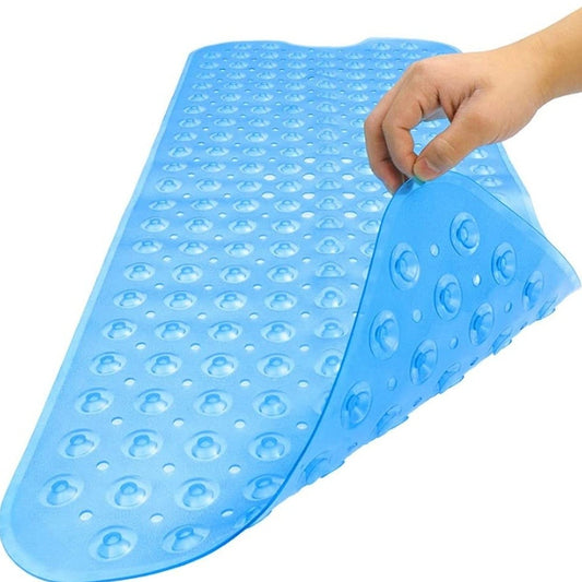 Clear Blue Oval Non Slip Bath Mat