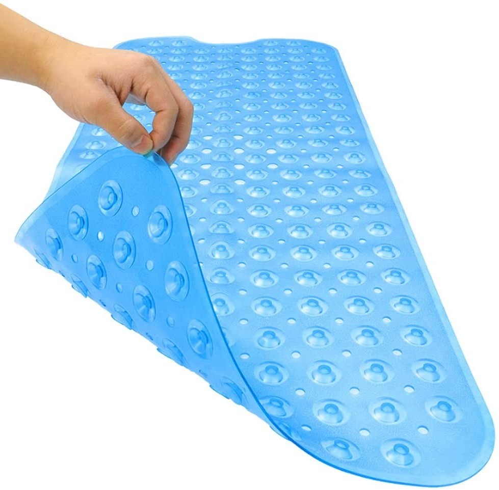 Clear Blue Oval Non Slip Bath Mat