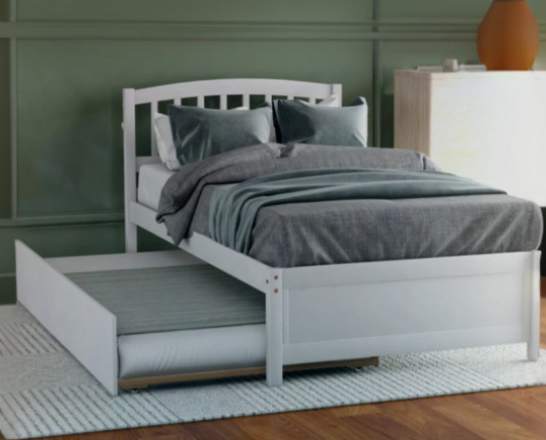 White Twin Bed with Trundle