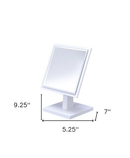 White Rectangle Makeup Shaving Tabletop Mirror