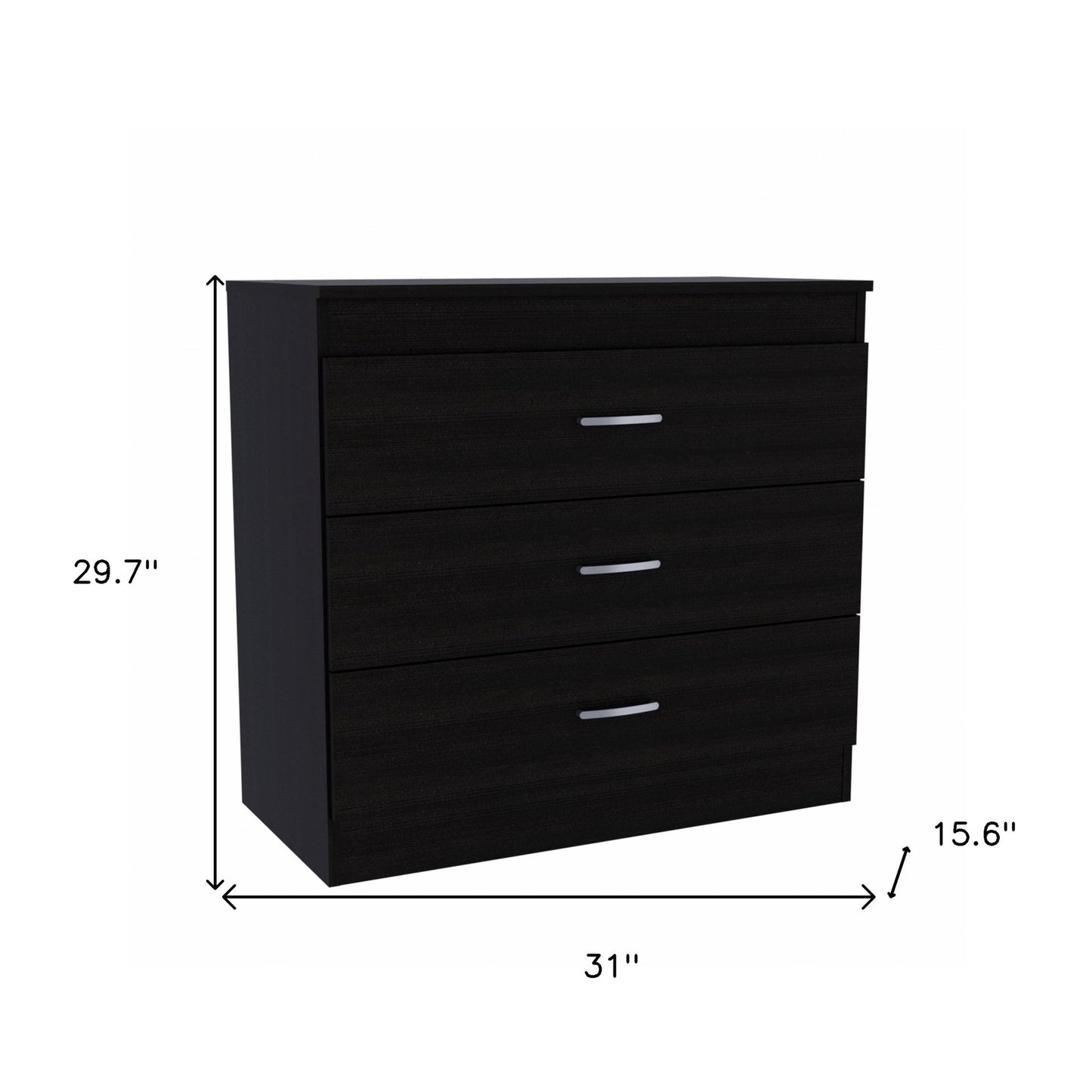 31" Black Three Drawer Dresser