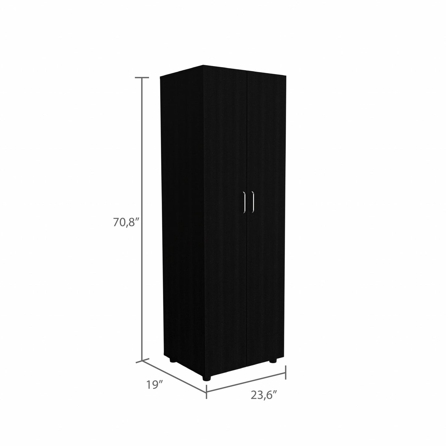 71" Black Tall Two Door Closet