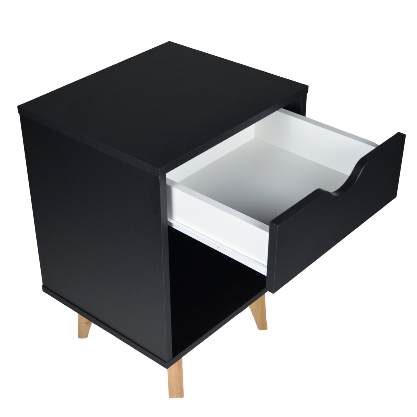 22" Black One Drawer Nightstand