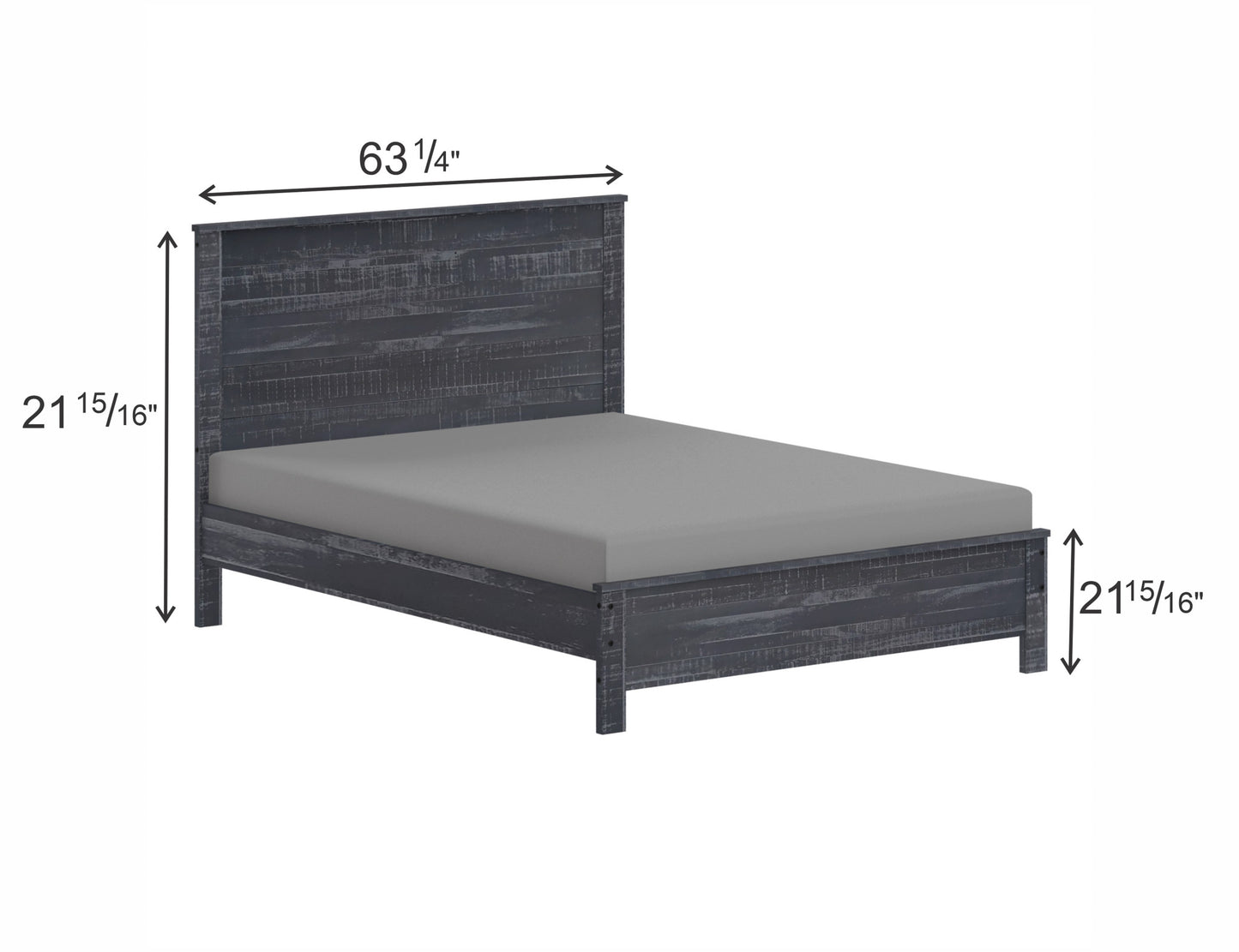 Solid Wood Twin Grey Bed Frame