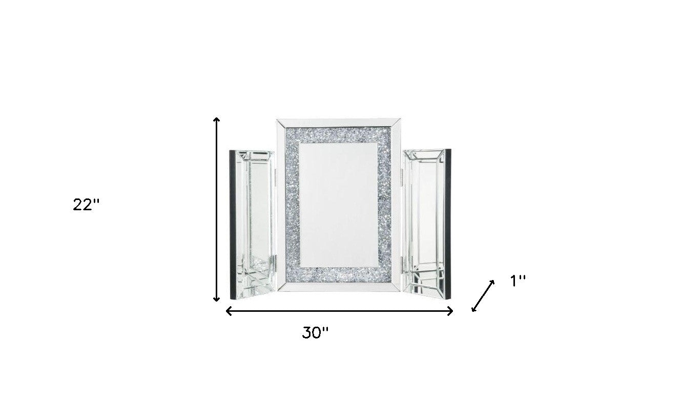 22" Mirrored & Faux Diamonds Accent Mirror