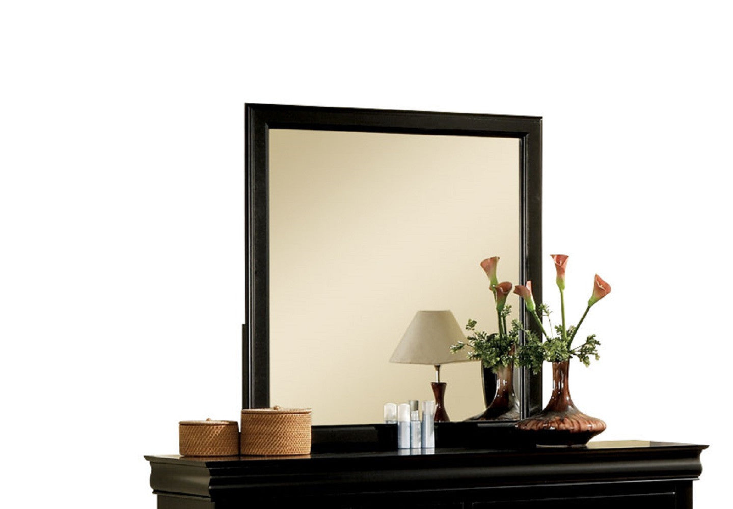 38" Black Rectangle Dresser Mirror Wall Mounted With Frame