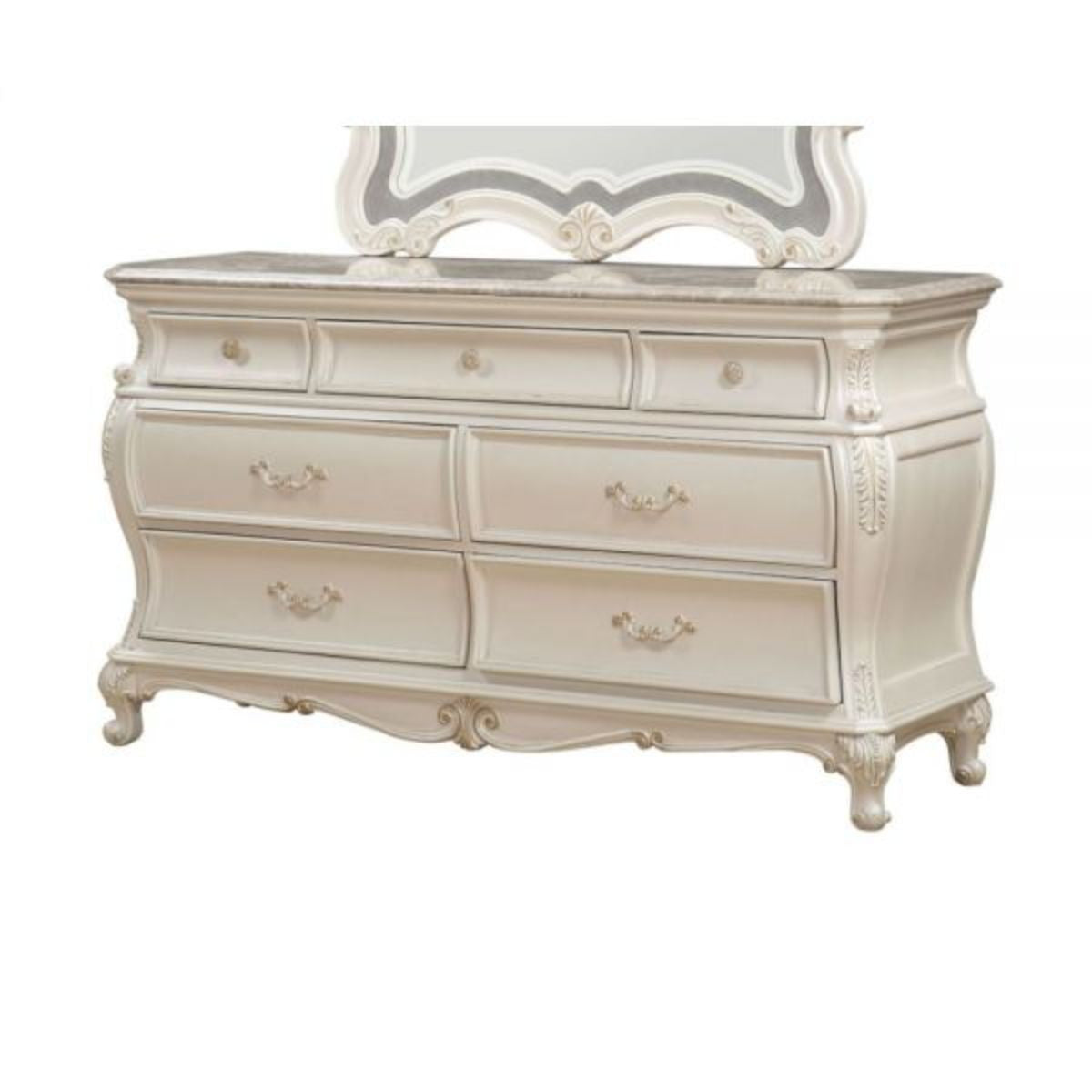 66" Pearl Solid and Manufactured Wood Seven Drawer Triple Dresser