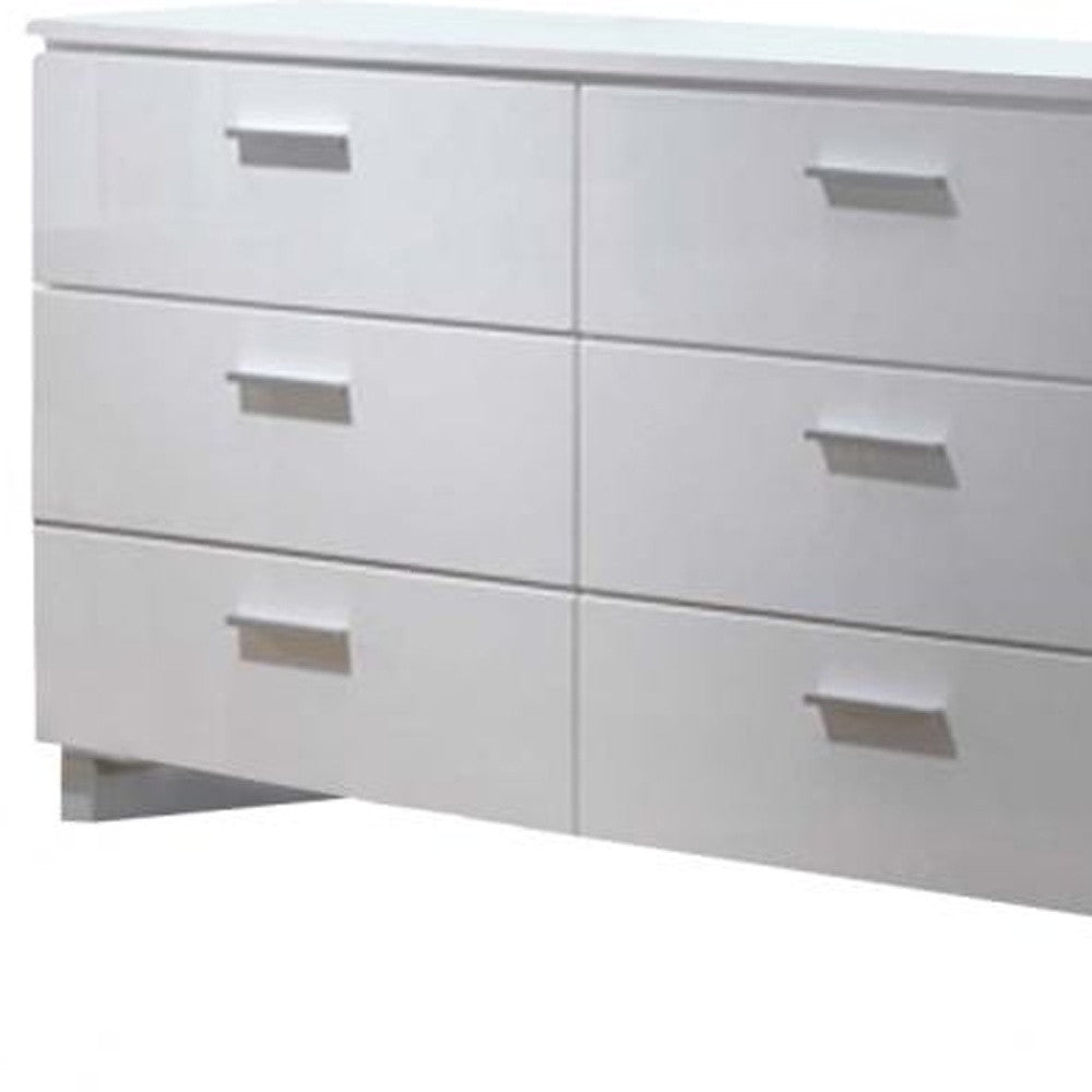 63" White Six Drawer Double Dresser