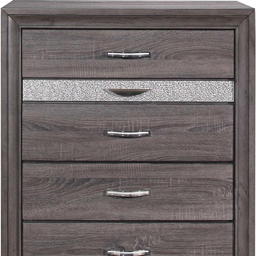 35" Grey Manufactured Wood Six Drawer Chest