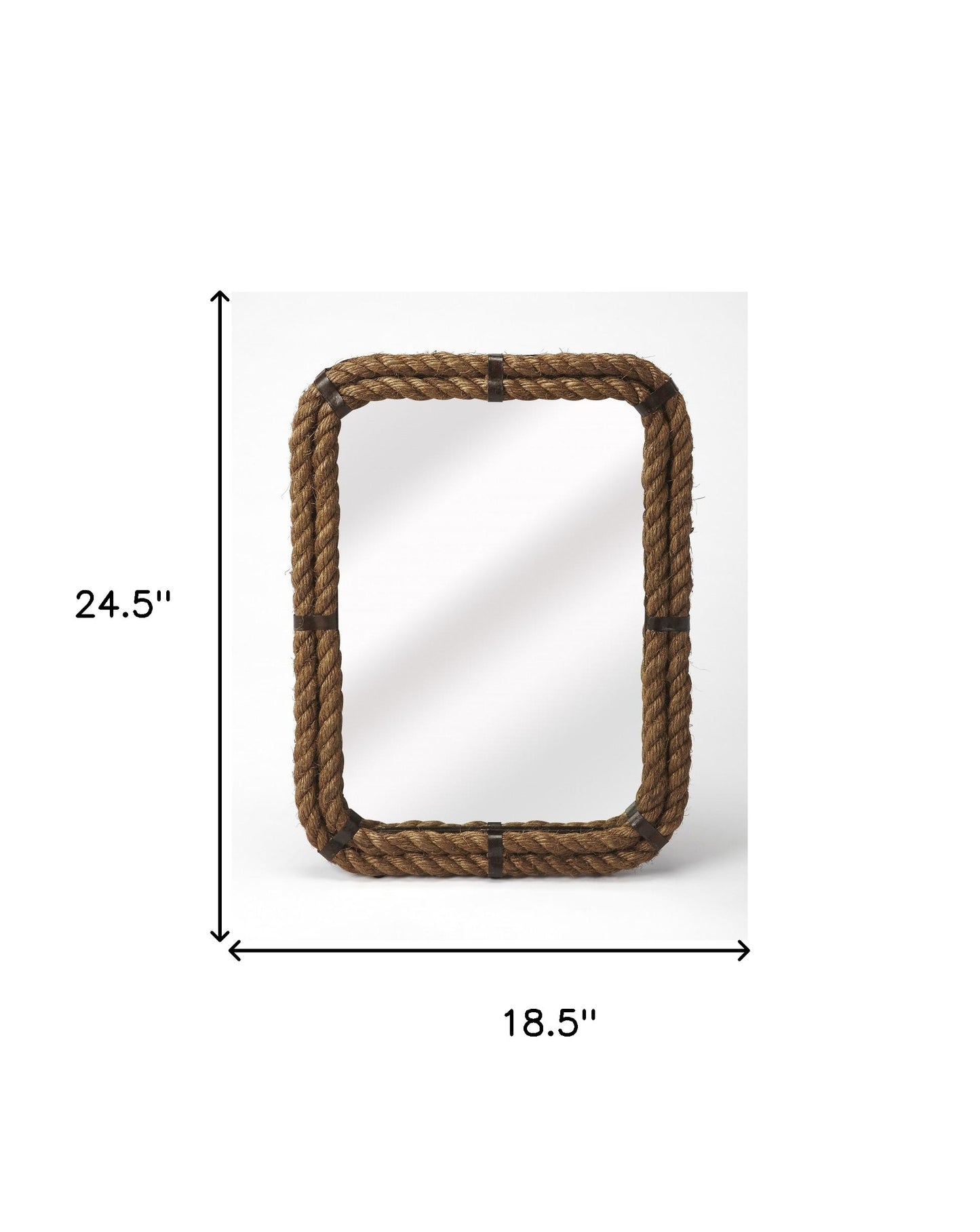 25" Light Brown Rope Framed Accent Mirror