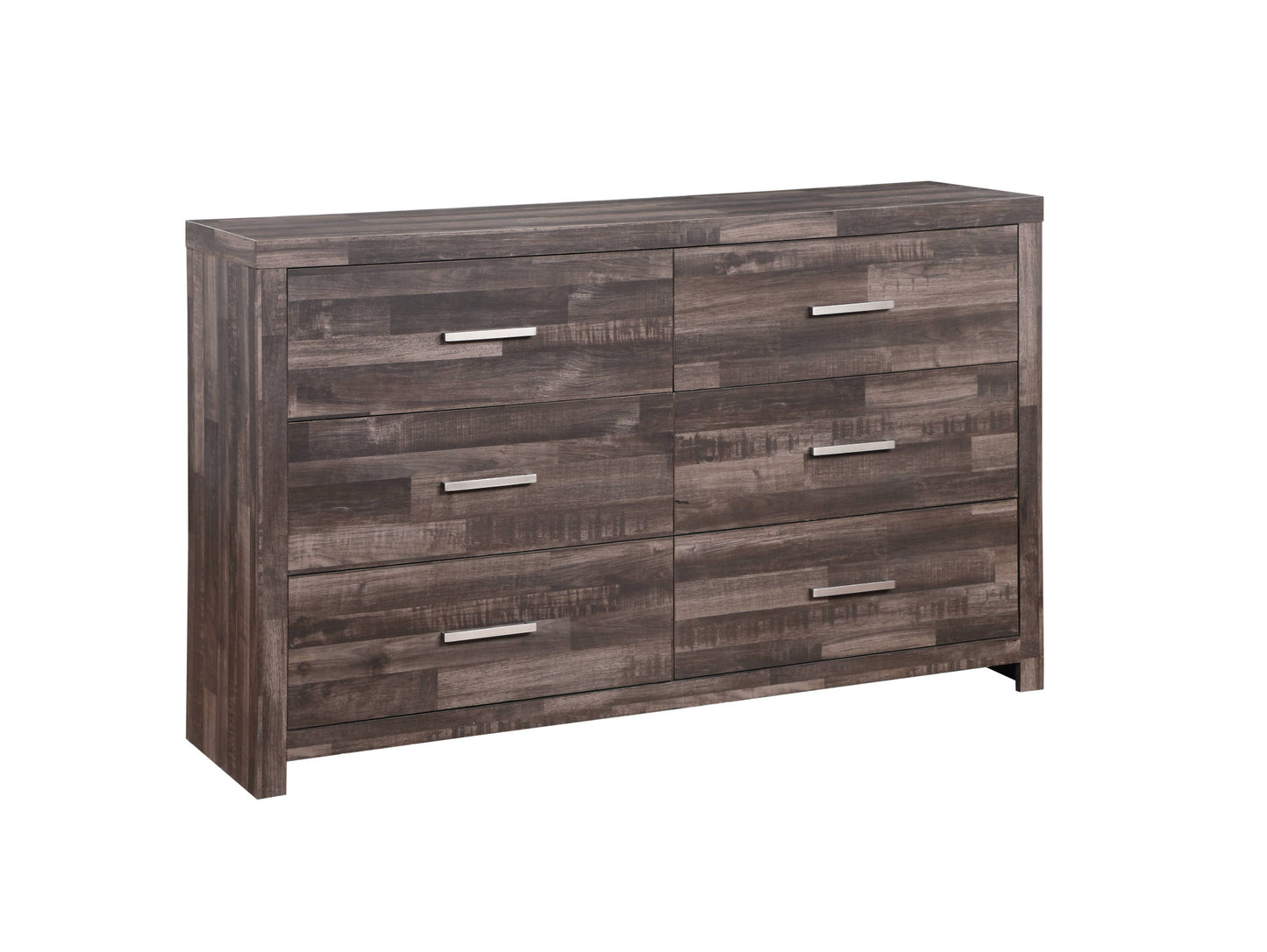 60" Dark Brown Solid and Manufactured Wood Six Drawer Double Dresser