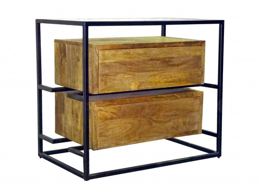 28" Natural Two Drawer Nightstand