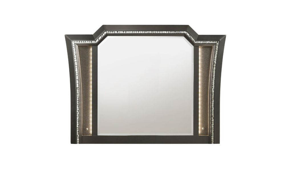 38" Metallic Gray Lighted Dresser Mirror