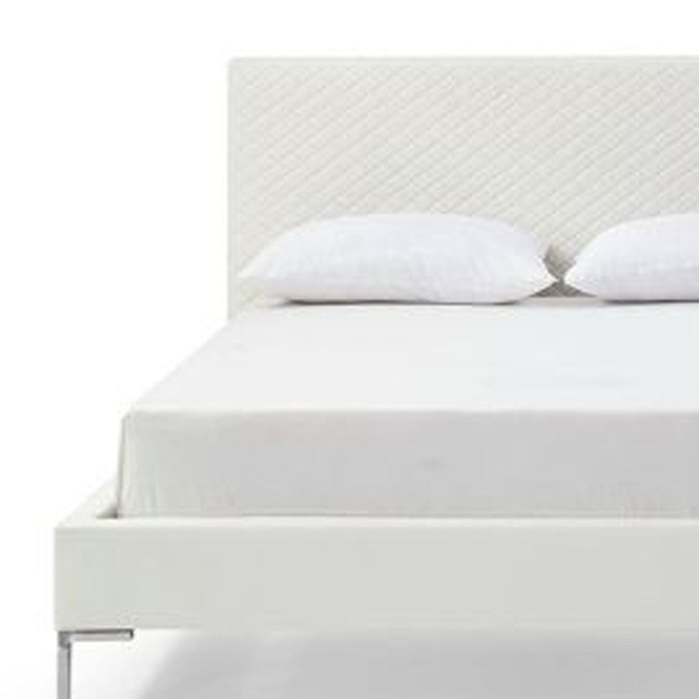 Full White Upholstered Faux Leather Bed