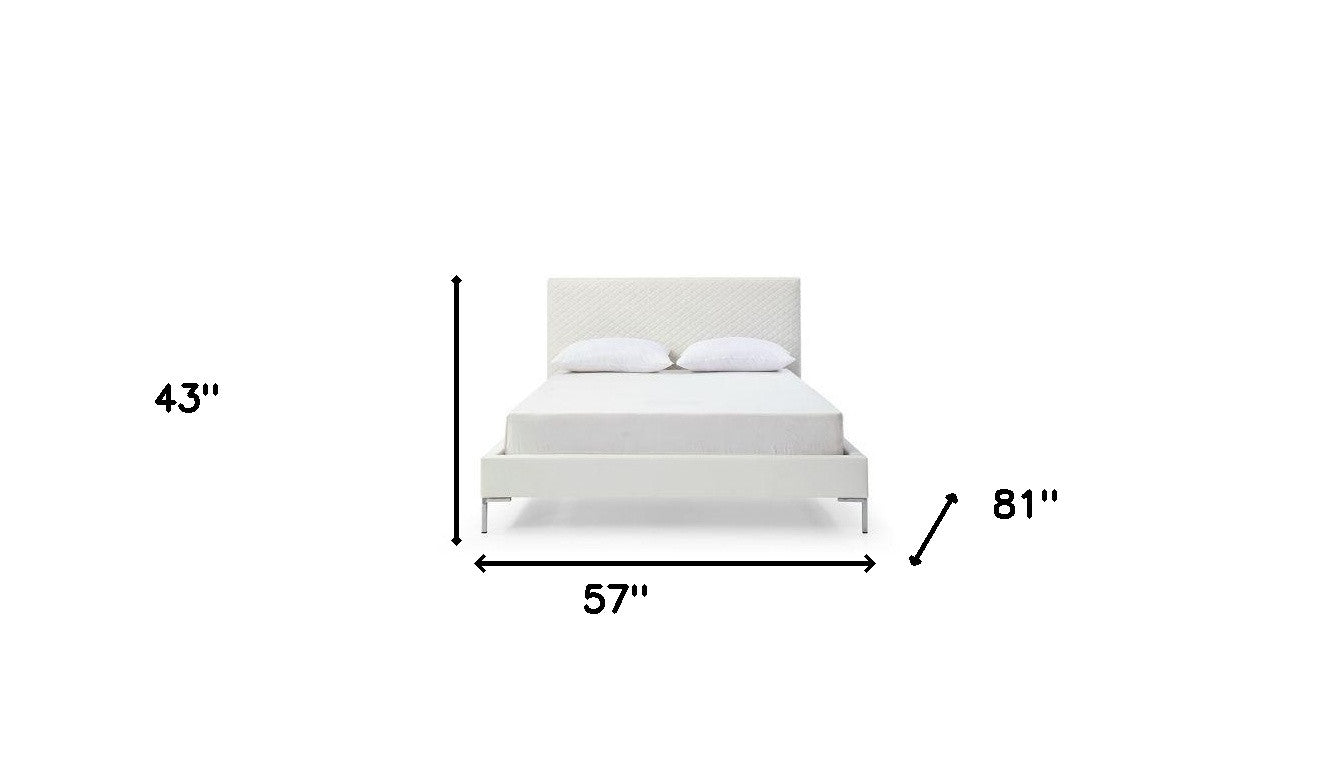 Full White Upholstered Faux Leather Bed