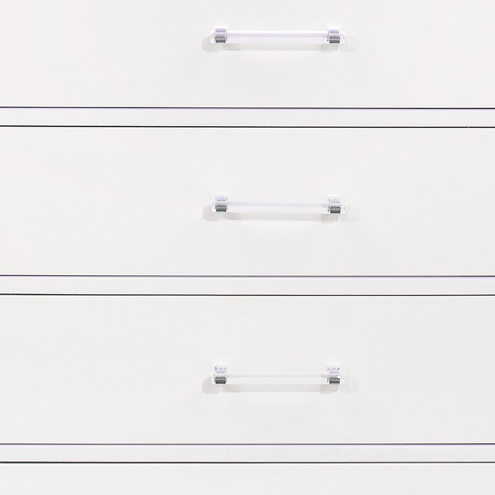 16" White Solid Wood Five Drawer Chest with LED Lighting