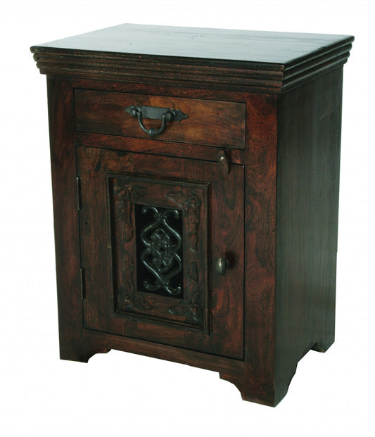 30" Dark Brown One Drawer Nightstand