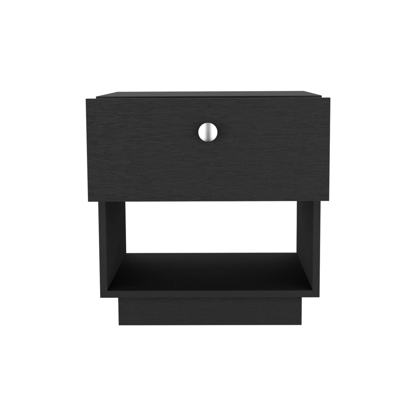 20" Black One Drawer Faux Wood Nightstand