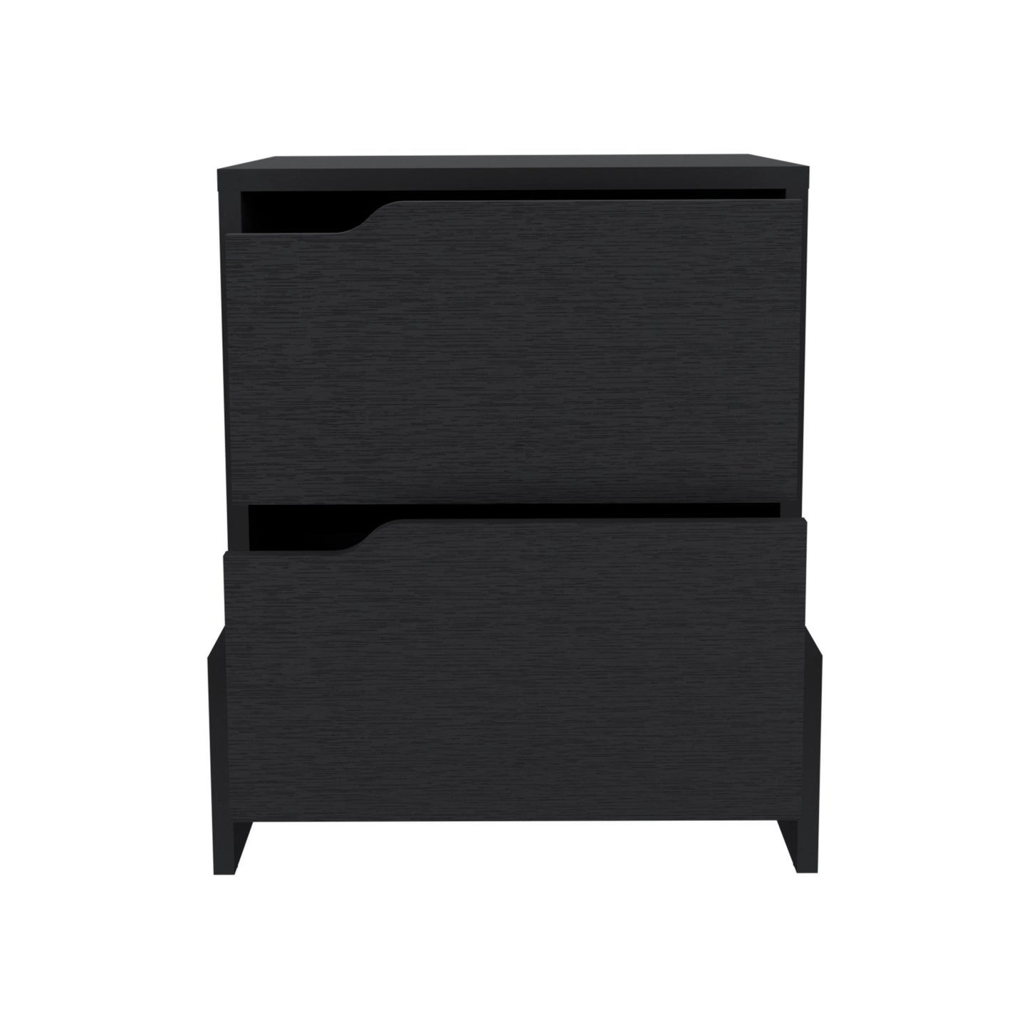 20" Black Two Drawer Faux Wood Nightstand