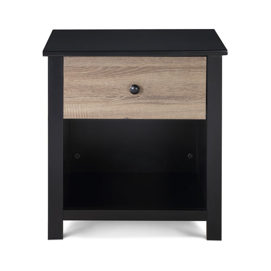 24" Black and Tan One Drawer Nightstand