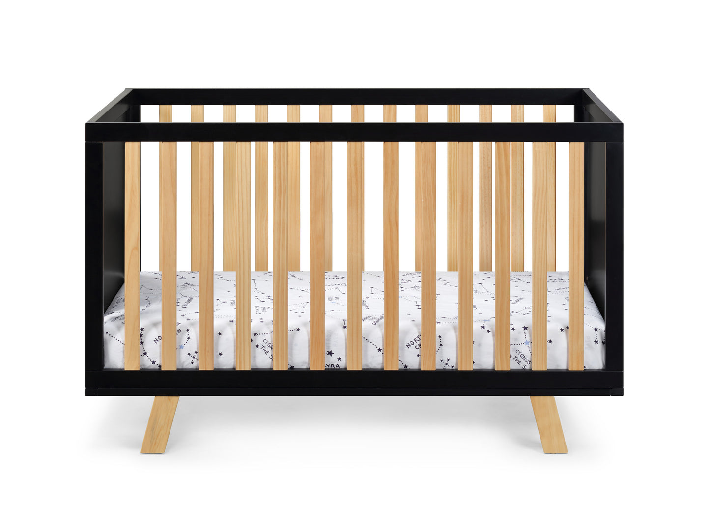 Black Solid and Manufactured Wood Standard Three In One Convertible Crib