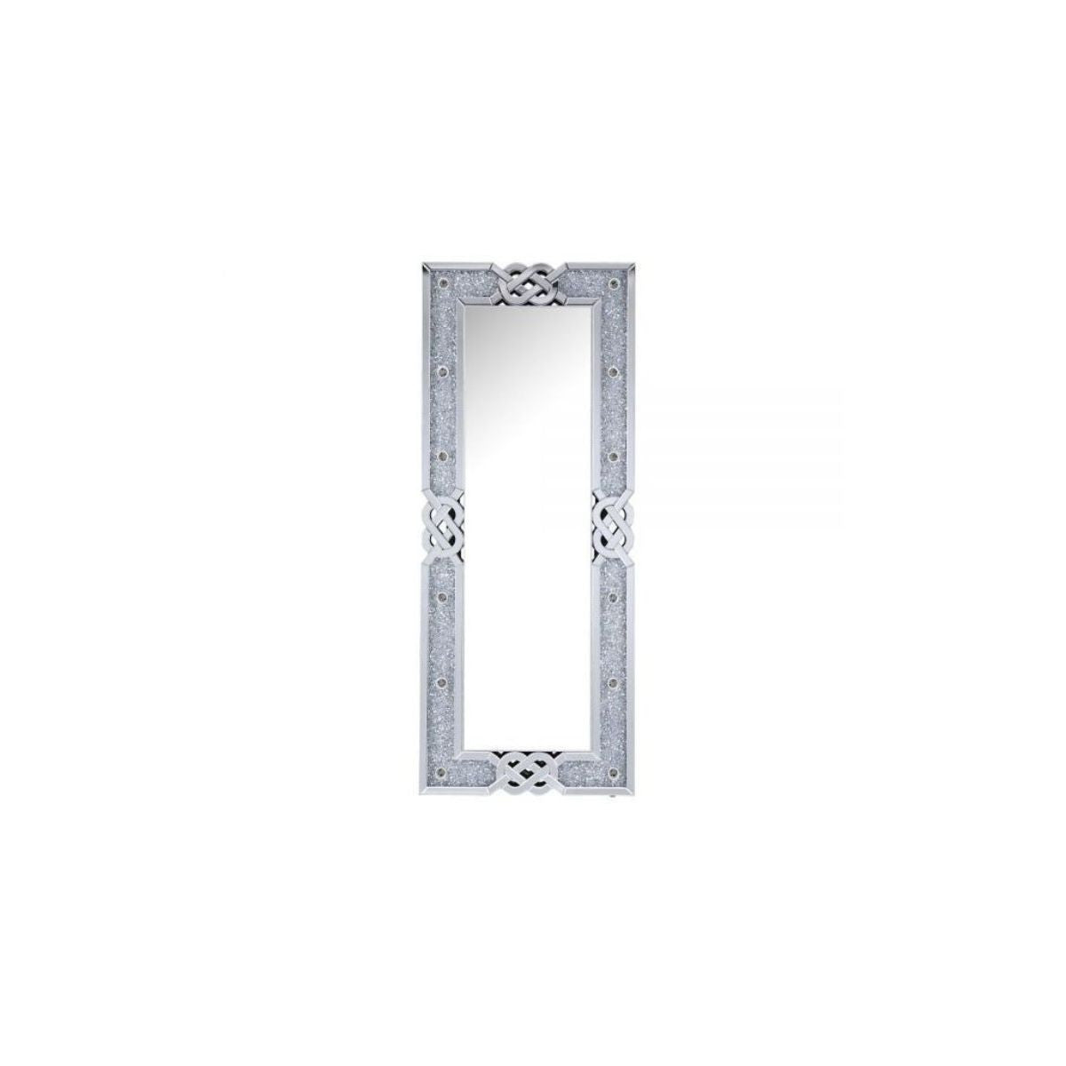 63" Mirrored & Faux Diamonds Lighted Irregular Accent Mirror