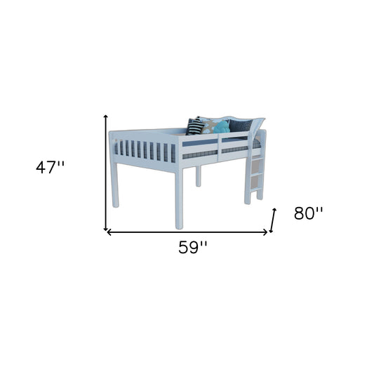 White Solid Wood Full Double Size Low Loft Bed