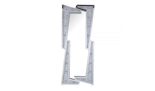 63" Mirrored & Faux Diamonds Lighted Irregular Accent Mirror