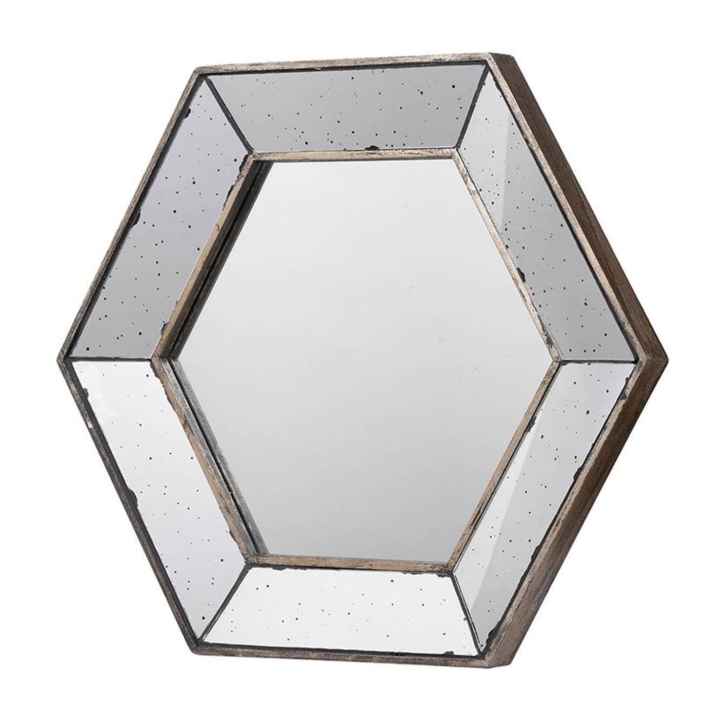 18" Hexagon Wall Mounted Vintage Style Glass Frame Accent Mirror