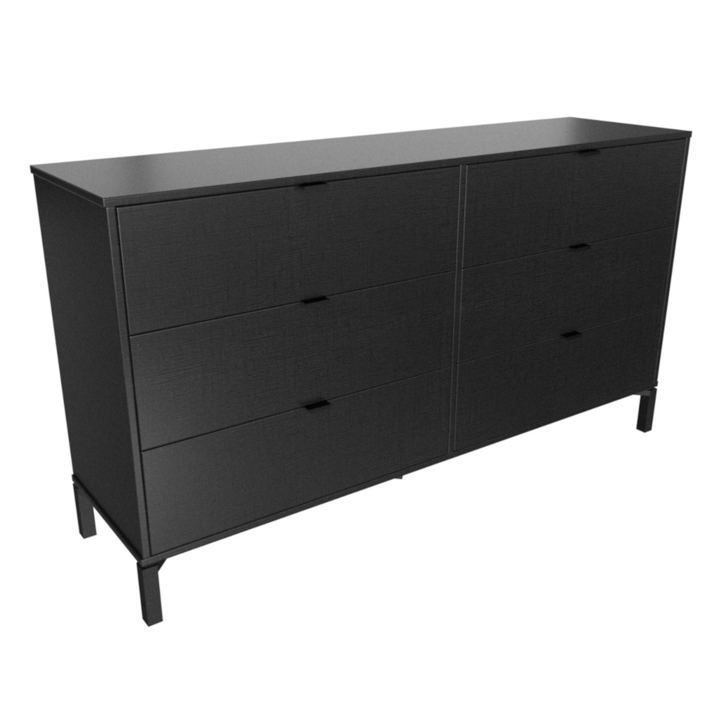 59" Black Charcoal Six Drawer Double Dresser