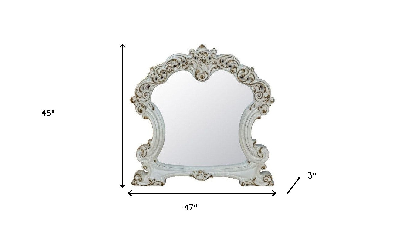 45" Antique Pearl Finish Irregular Dresser Mirror