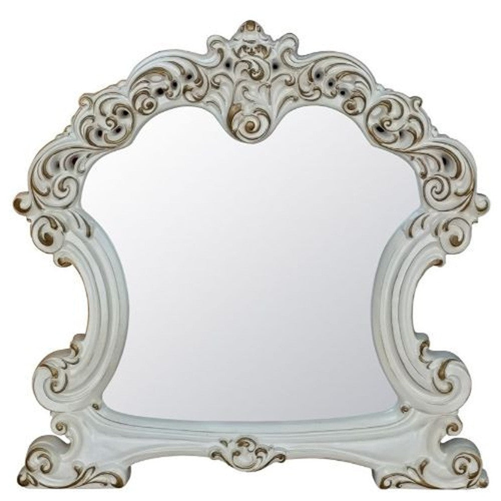 45" Antique Pearl Finish Irregular Dresser Mirror